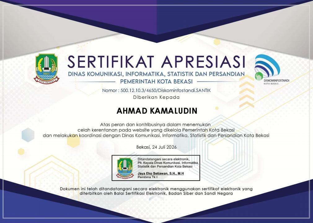 Certificate of appreciation